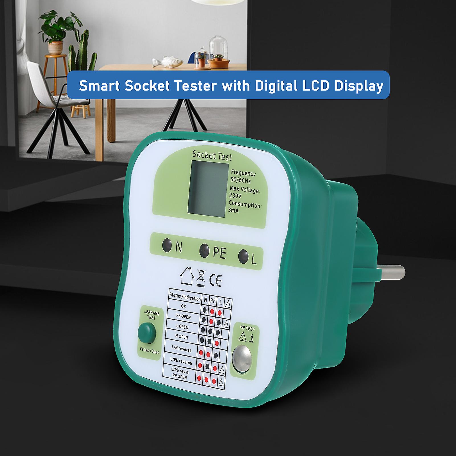 Smart Socket Tester Digital Lcd Display Wall Sockets Circuit Breaker Finder Rcd Test Leakage Test Socket Outlet Safety Tester