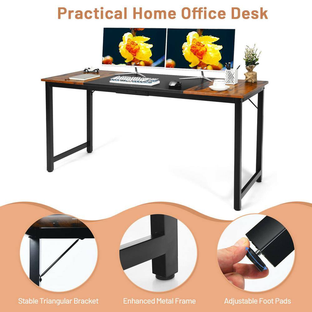 Gymax 63 in. W Large Computer Desk Writing Workstation Conference Table Home Office GYM09028