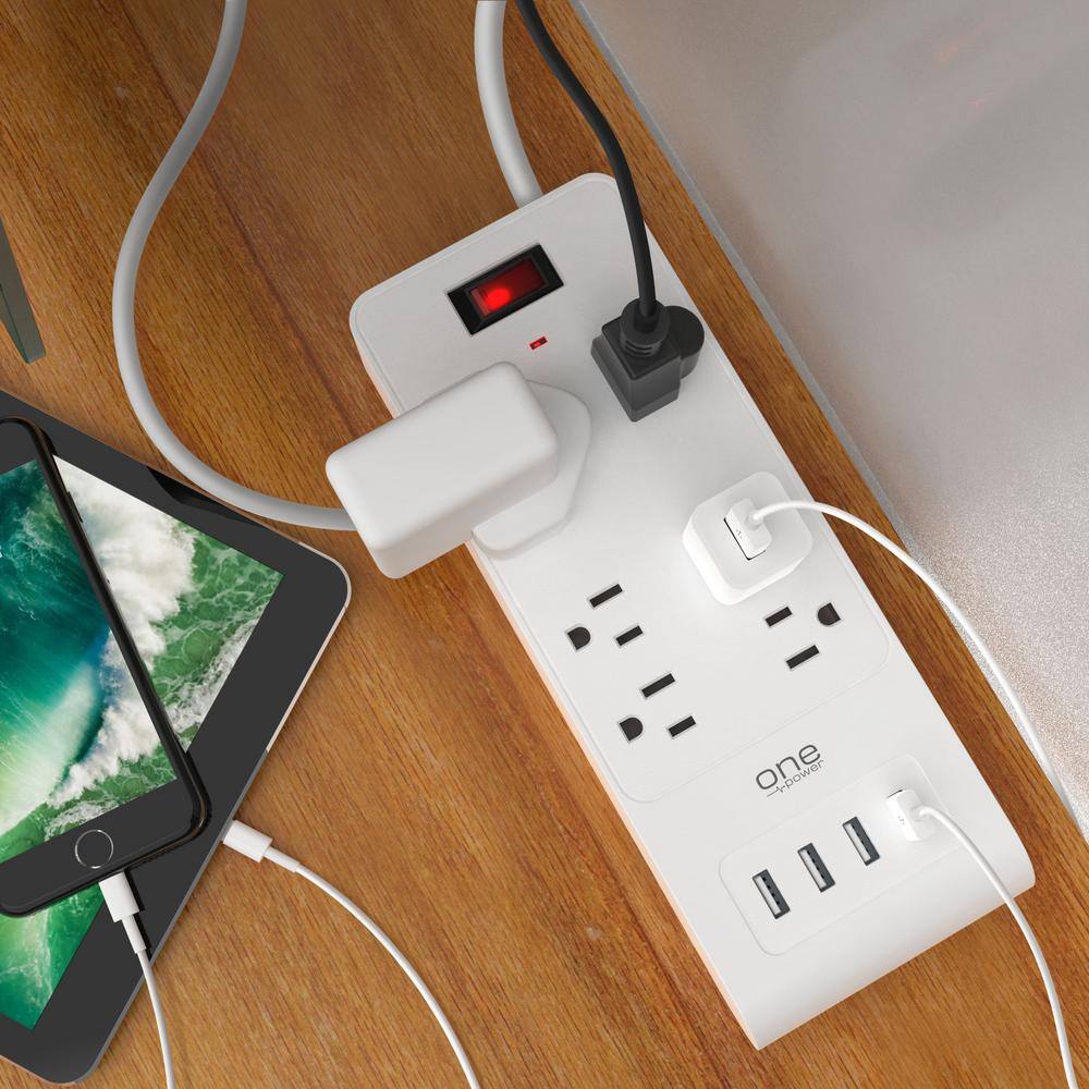 ProMounts 6 Outlet and 4 USB Surge Protector Power Strip with Flat Plug and 6 Ft. Cable ETL Certified PSS641