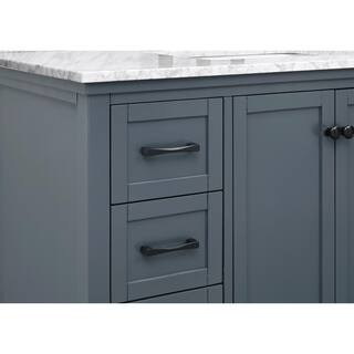 Home Decorators Collection Merryfield 43 in. W x 22 in. D x 35 in. H Freestanding Bath Vanity in Dark Blue-Gray with Carrara White Marble Top 19112-VS43-DG