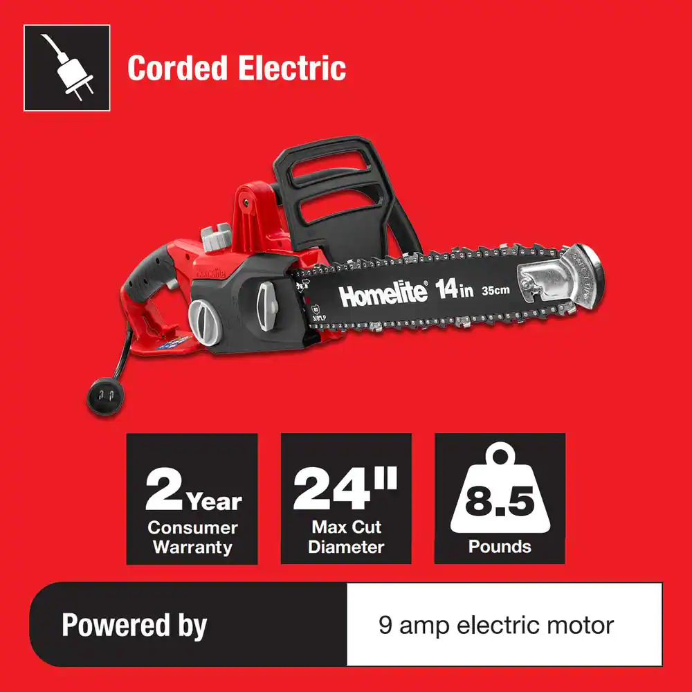 Homelite UT43104 14 in. 9 Amp Electric Chainsaw