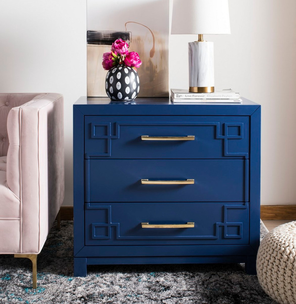 Dana 3 Drawer Chest Lapis Blue/ Gold   Transitional   Accent Chests And Cabinets   by Peachtree Fine Furniture  Houzz