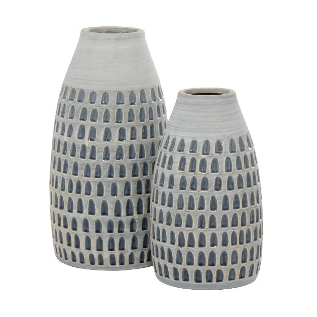 Set Of 2 Ceramic Vase Gray Shopsmaniay