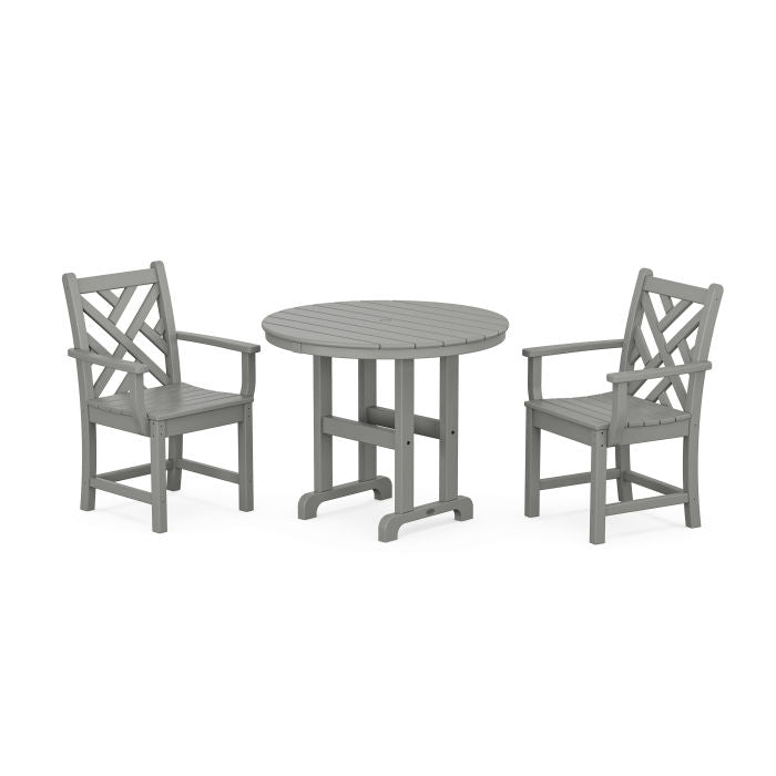 Polywood Chippendale 3-Piece Round Dining Set PWS1324-1