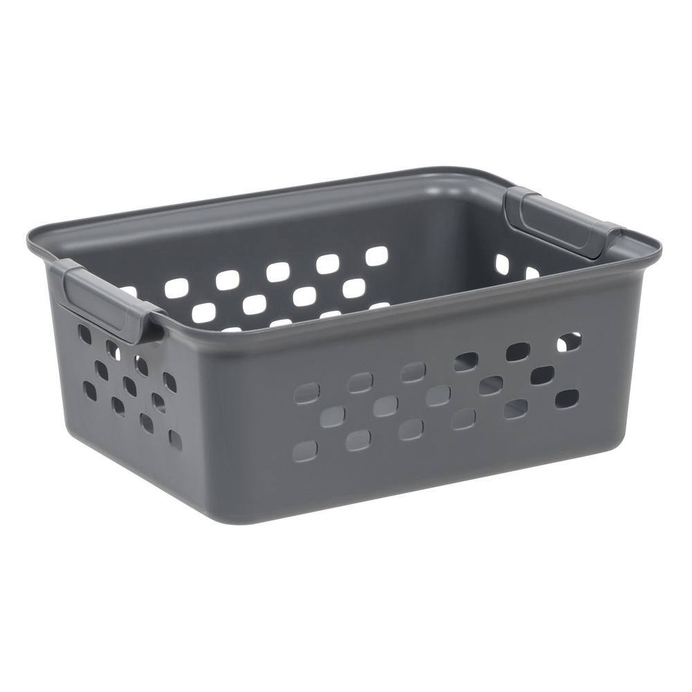 IRIS 7 qt. Organizer Storage Basket in Gray with Built in Handle (10-Pack) 500164