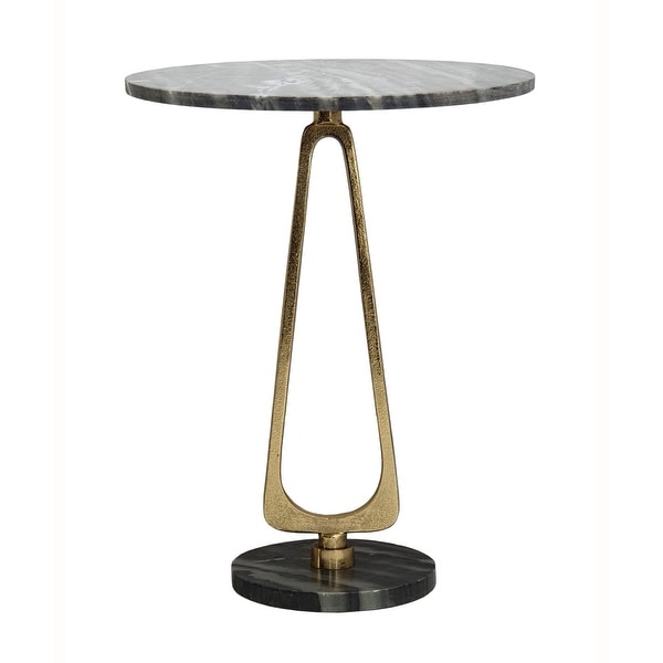 AandB Home Cintra Marble and Aluminum Accent Table - Black/Gold