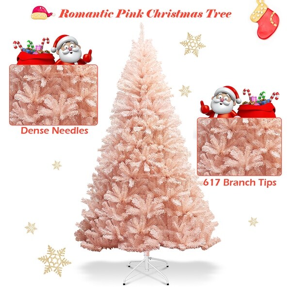 Pink Artificial Christmas Tree with PVC Needles and Metal Stand