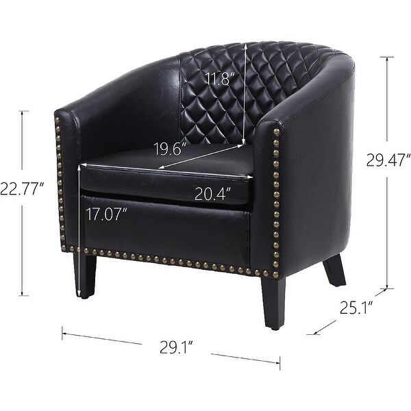 Modern Accent Barrel Chair Leisure Chair with Nailheads and Solid Wood Legs