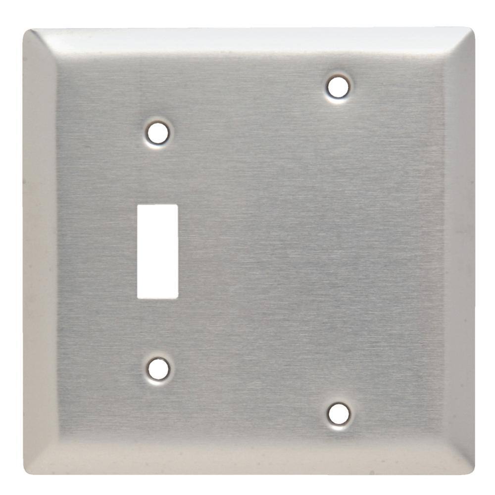 Legrand Pass  Seymour 302304 SS 2 Gang 1 Toggle 1 Box Mount Blank Wall Plate Stainless Steel (1-Pack) SS113