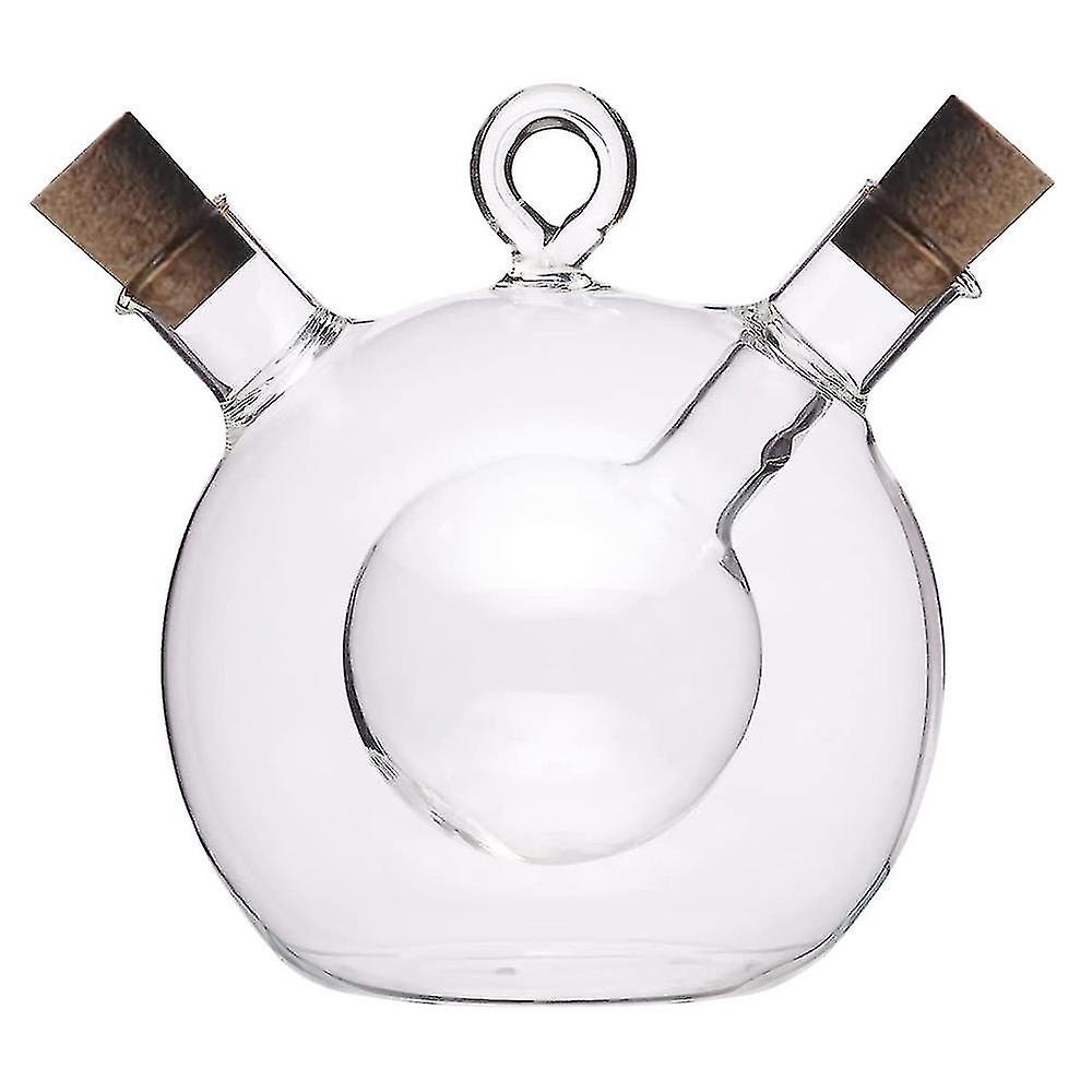 2-in-1 Round O Oil Dispenser And Vinegar Bottle - Clear Glass