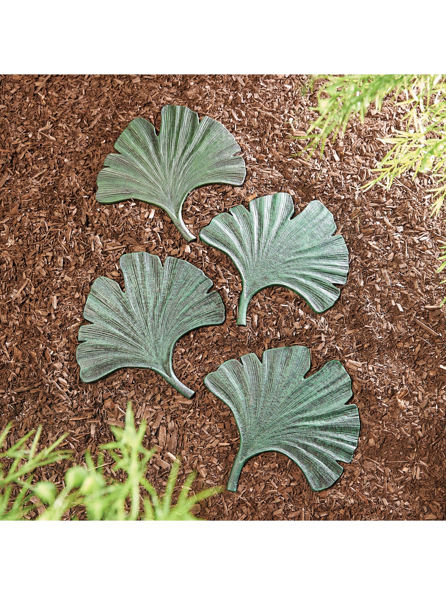 Art & Artifact Gingko Leaf Stepping Stone - Green Cast Iron Garden and Yard Decor