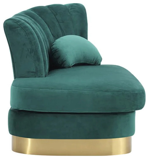 Tad Modern Green Velvet and Gold Loveseat Chaise   Contemporary   Loveseats   by Rustic Home Furniture Deco  Houzz