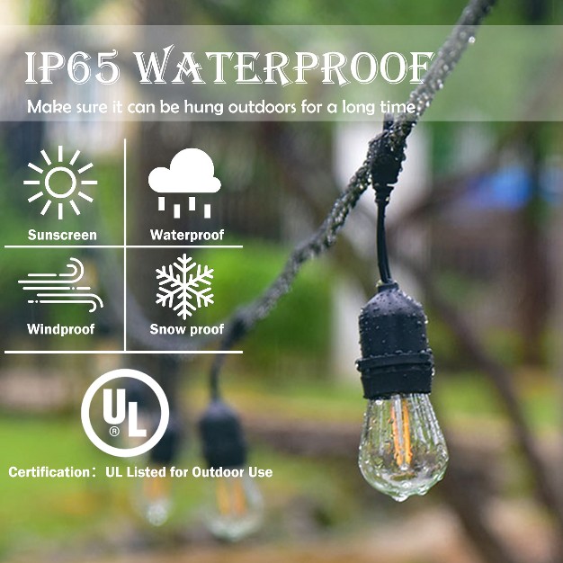 Costway 96ft Led Outdoor Waterproof Commercial Grade Patio Globe String Light Bulbs