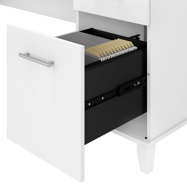 Bush Furniture Somerset 72W L Shaped Desk with Storage in White