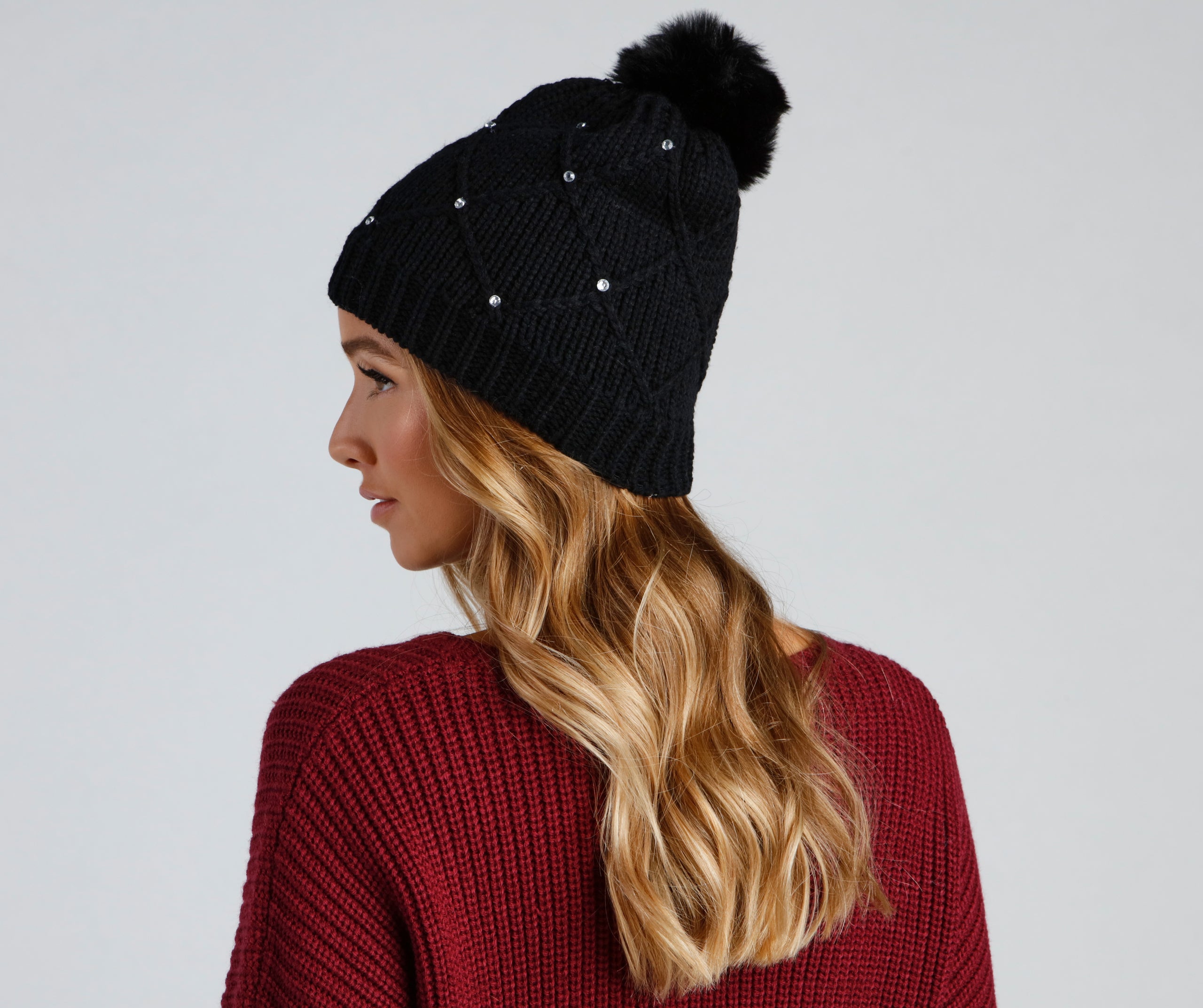 Sweet Sparkle Rhinestone Knit Beanie