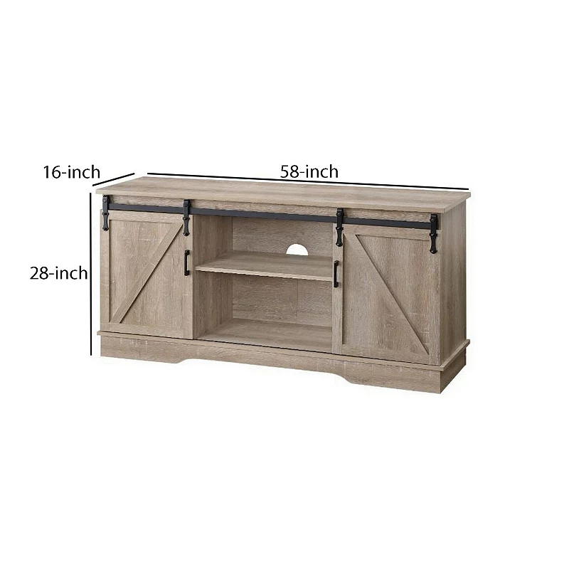 Versatile Rectangular Wooden TV Stand， Brown