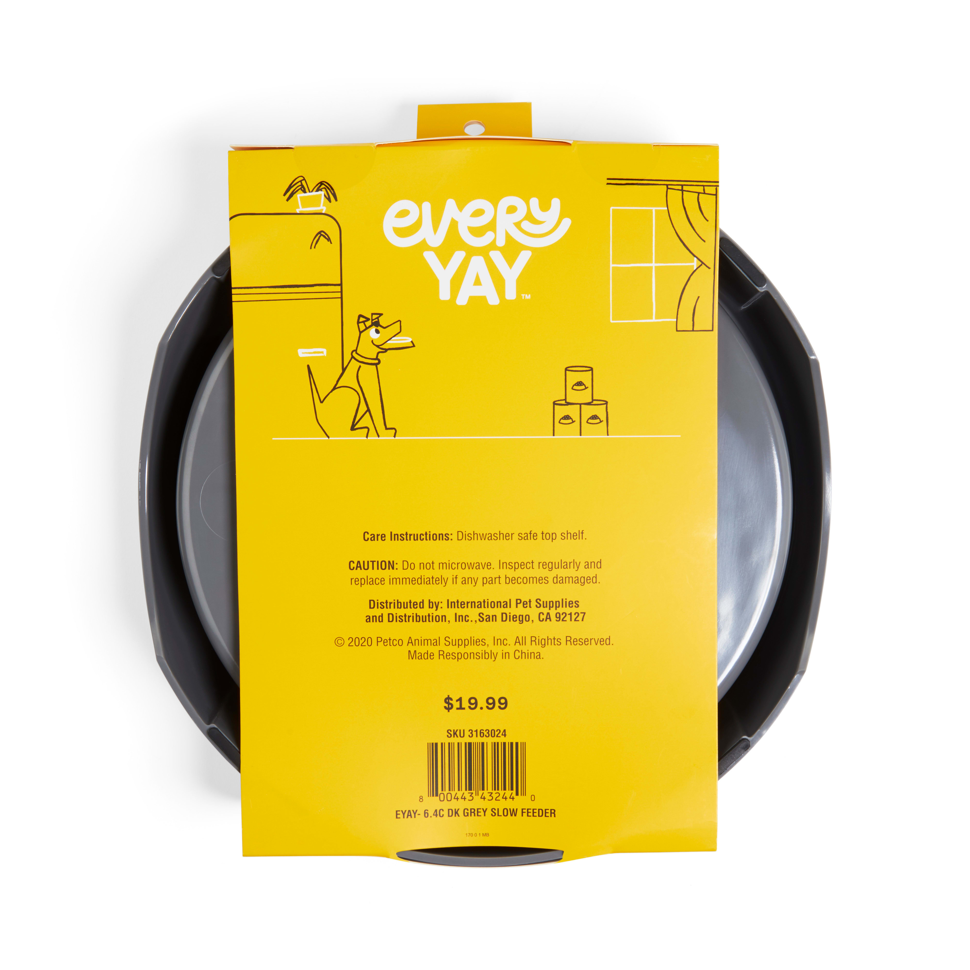 EVERYYAY Take It Slow Grey Slow Feeder Dog Bowl， 6.4 Cups