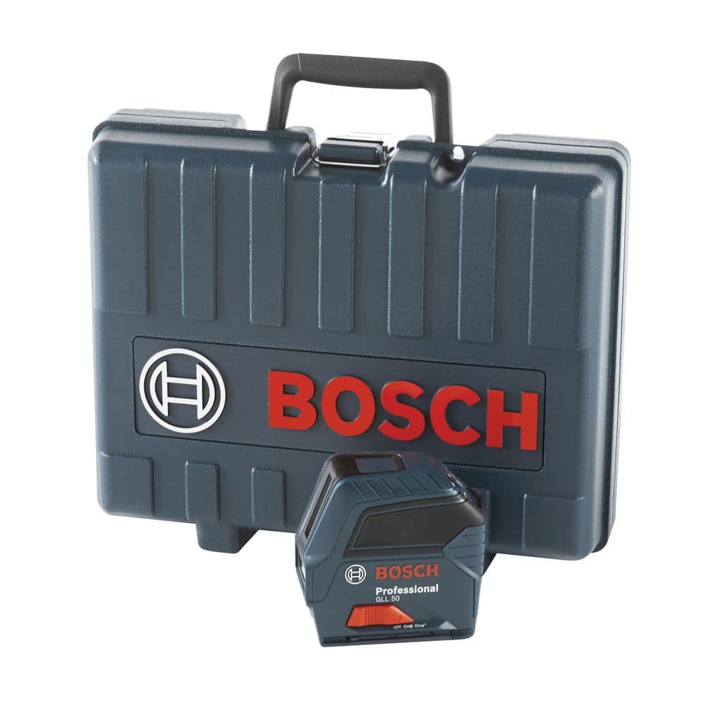 Bosch 50 ft. Cross Line Laser Level Self Leveling with VisiMax Technology, L-Bracket Adjustable Mount and Hard Carrying Case GLL 50