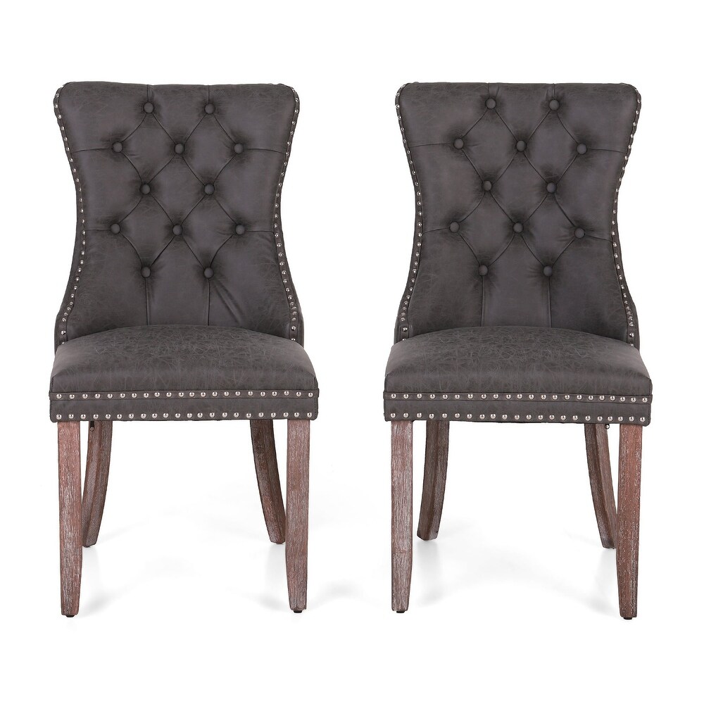 Faux Leather Dining Chairs Set of 2  Upholstered Chairs for Kitchen   Dining Room