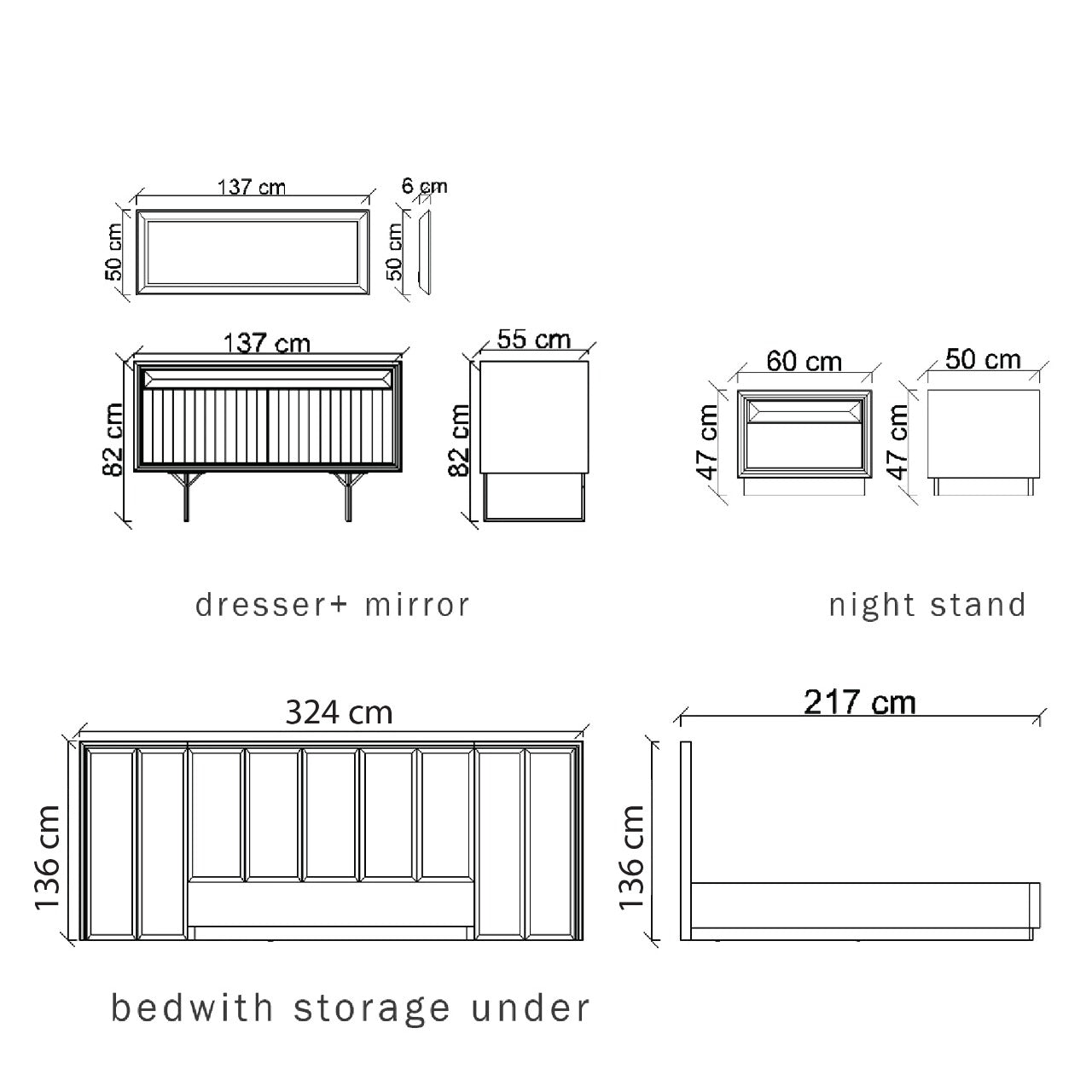 Ginda Bedstead Ginda001-Bedonly