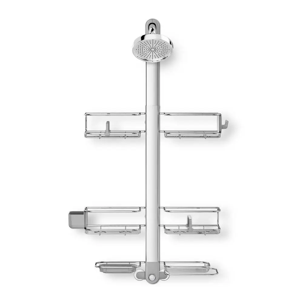 simplehuman 3-Tier Adjustable Shower Caddy XL in Stainless Steel and Anodized Aluminum
