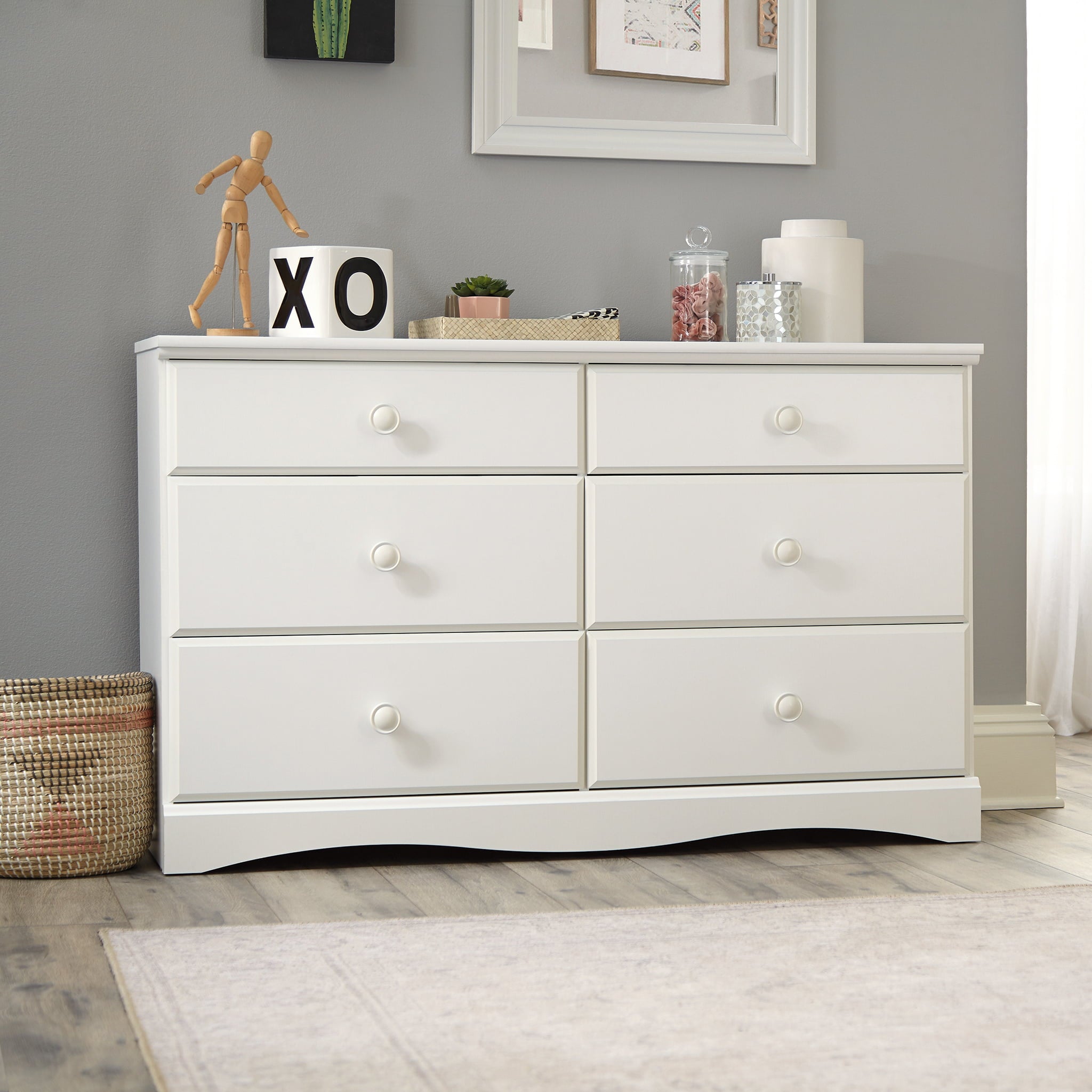 Sauder Storybook 6-Drawer Dresser, Soft White Finish