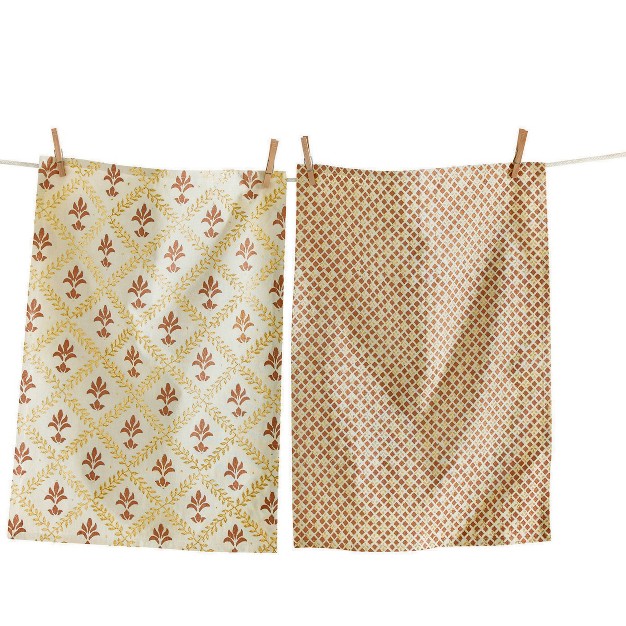 Tagltd Luxe Block Print Dishtowel Set Of 2