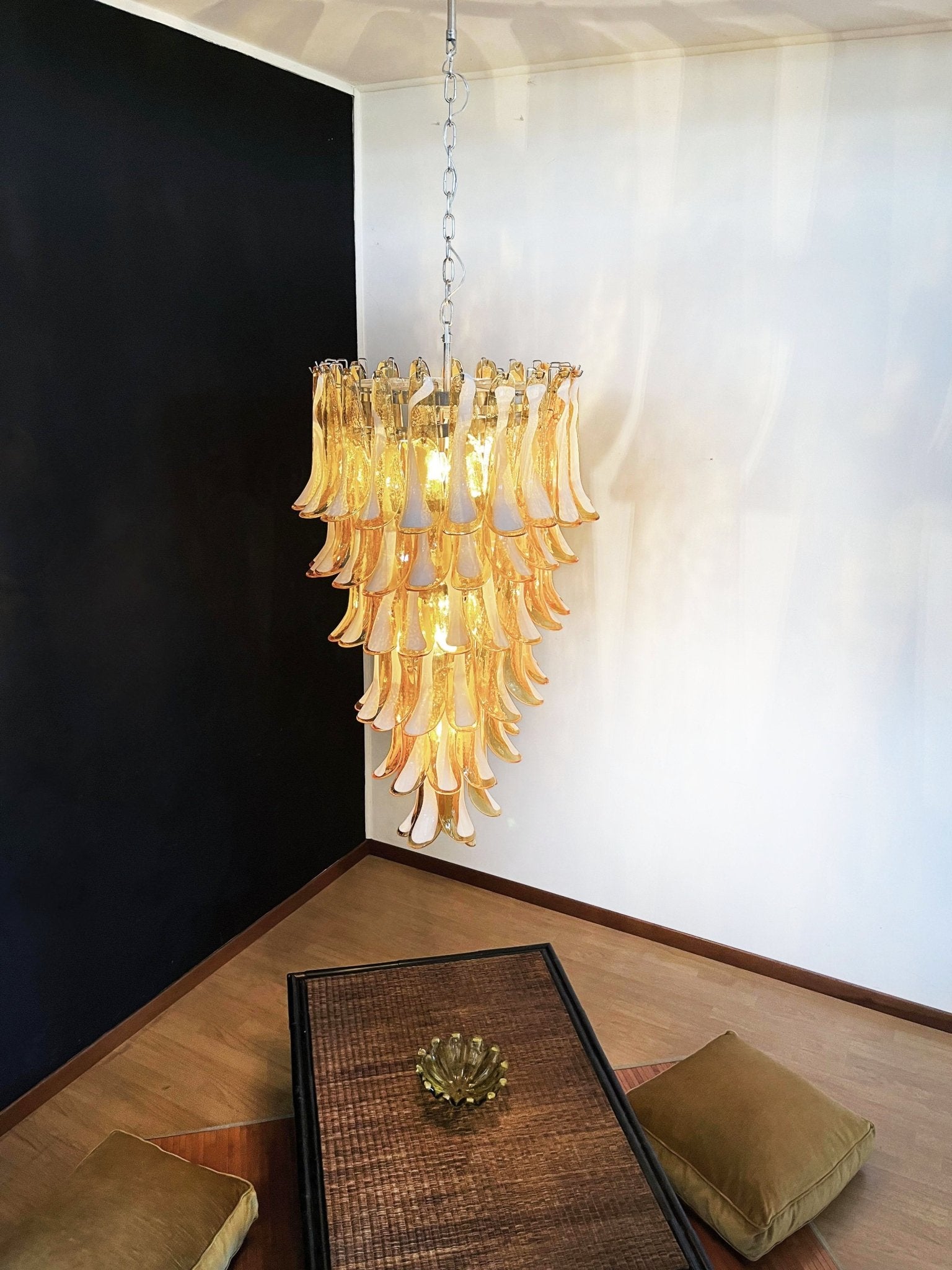 Murano Amber Petals Spiral Chandelier