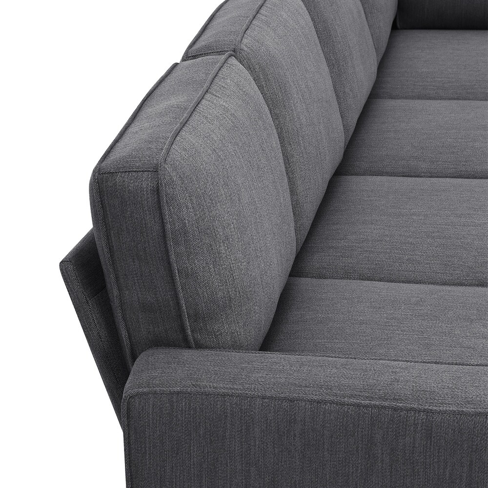 7 Seat Sectional Sofa Linen Fabric Couch Set with Ottoman