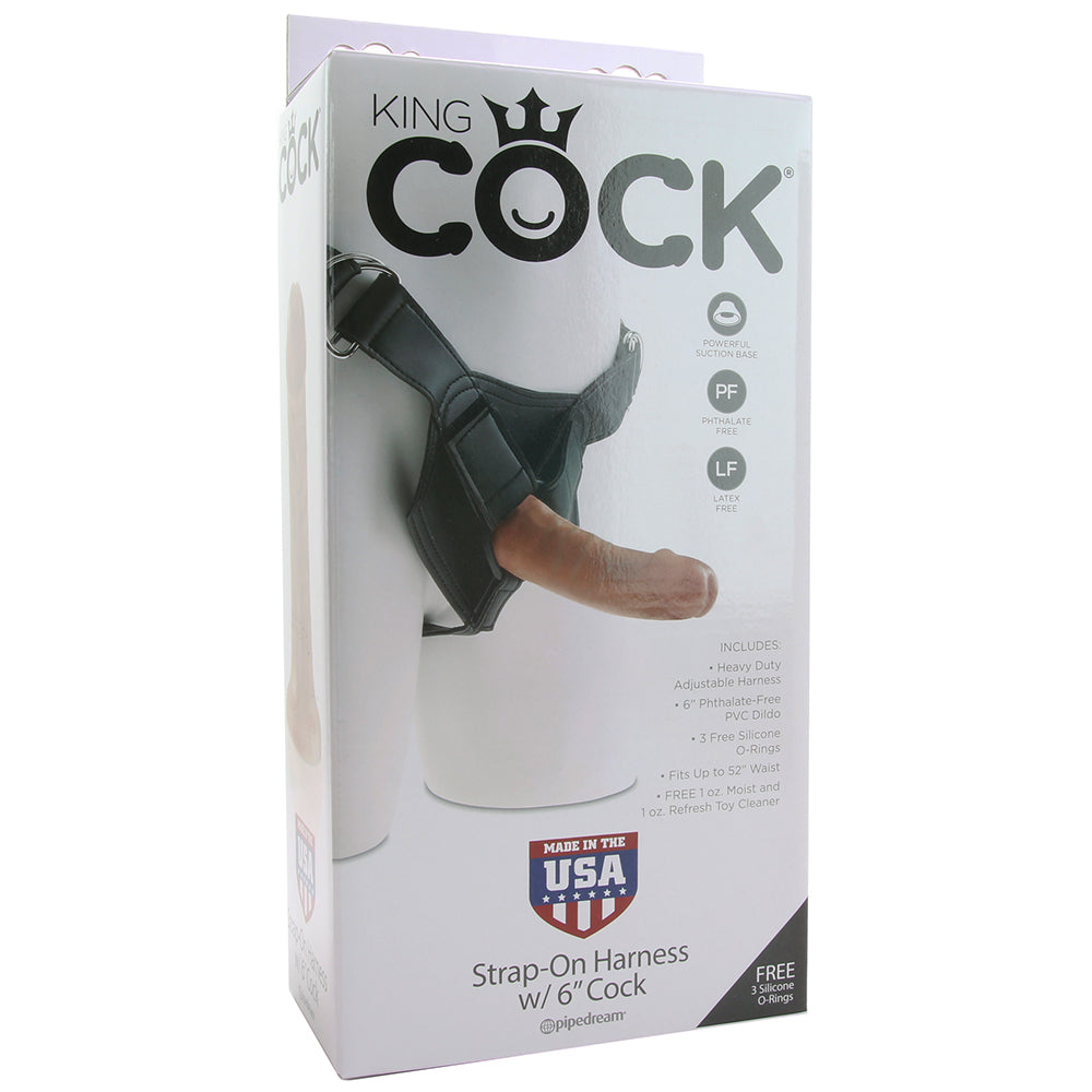 King Cock Harness with 6 Inch Cock in Tan