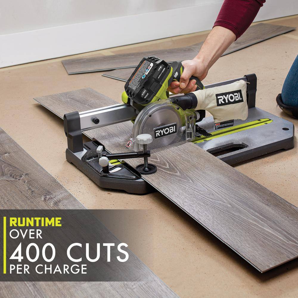 RYOBI ONE+ 18V Cordless 5-12 in. Flooring Saw Kit with 4.0 Ah Battery Charger and Extra 5-12 in. Flooring Saw Blade PGC21K-A06F551