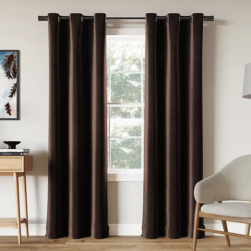 Sun Zero Cascade Pleated Velvet 100% Blackout Single Curtain Panel