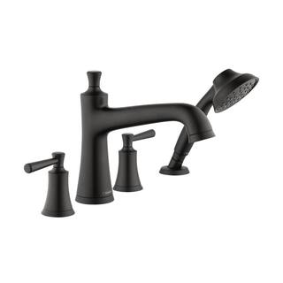 Hansgrohe Joleena 2-Handle Deck Mount Roman Tub Faucet with Hand Shower in Matte Black 04777670