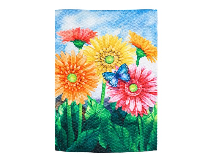 Evergreen Gerbera Daisies Textured Suede Garden Flag - 14ES9645