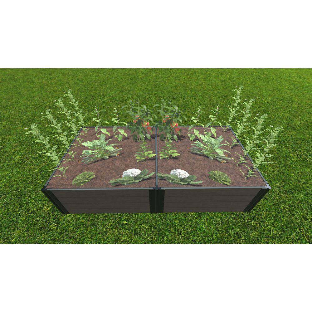 Frame It All 4 ft. x 8 ft. x 22 in. Weathered Wood Composite Raised Garden Bed - 1 in. Profile 300001443