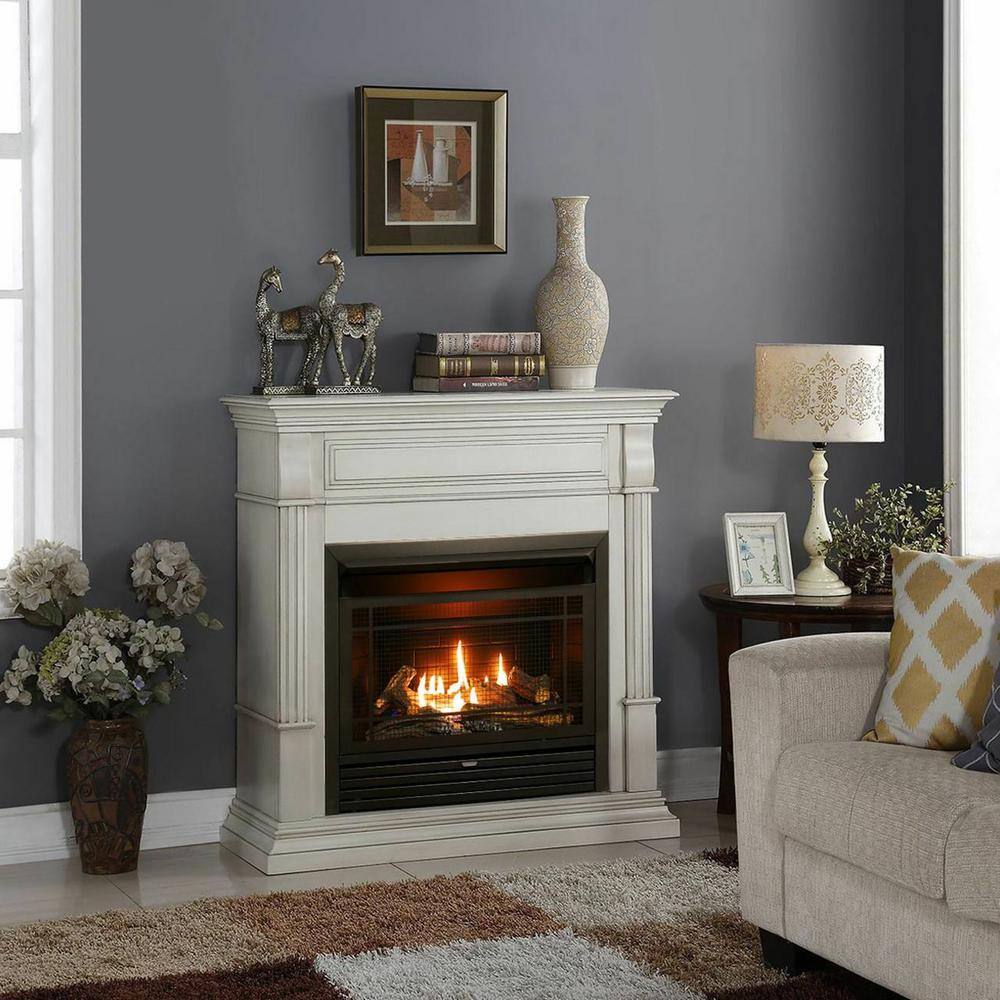 Duluth Forge Dual Fuel Ventless Gas Fireplace - 26000 BTU T-Stat Control Antique White Finish 170130