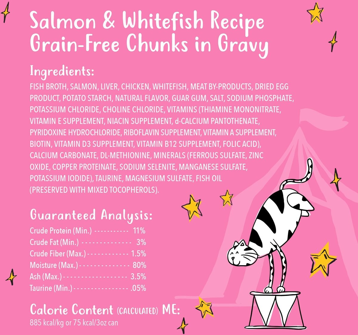 Tiny Tiger Chunks in Gravy Salmon and Whitefish Recipe Grain-Free Canned Cat Food