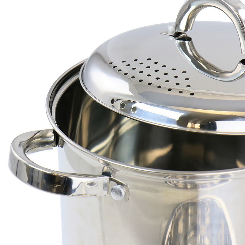 Oster Cocina Sangerfield 5 Quart Stainless Steel Pasta Pot with Strainer Lid and Steamer Basket