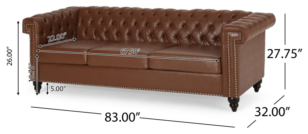 Chesterfield Sofa  Button Tufted Low Back  ampRolled Arms   Traditional   Sofas   by Decorn  Houzz