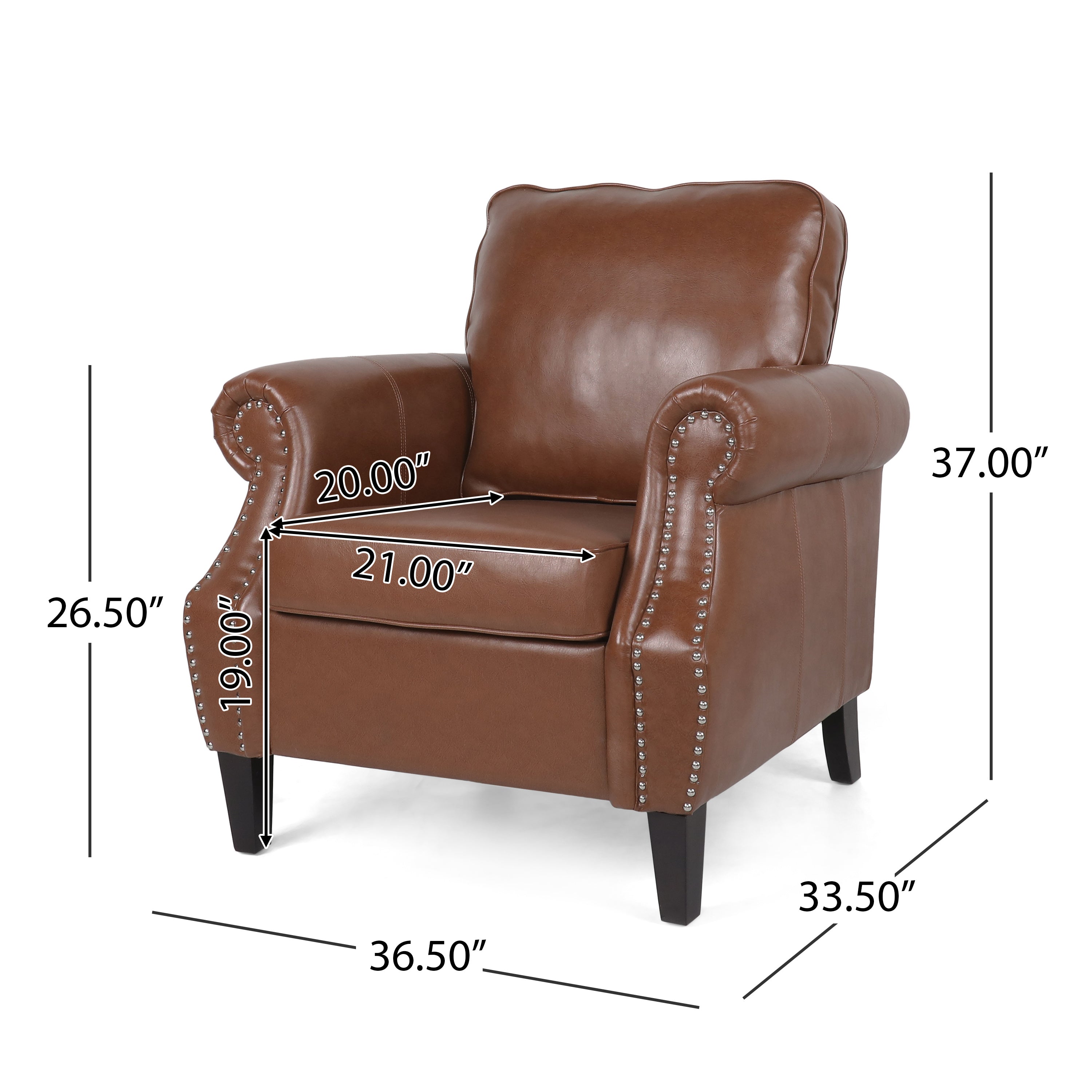 Burkehaven Contemporary Faux Leather Club Chair with Nailhead Trim