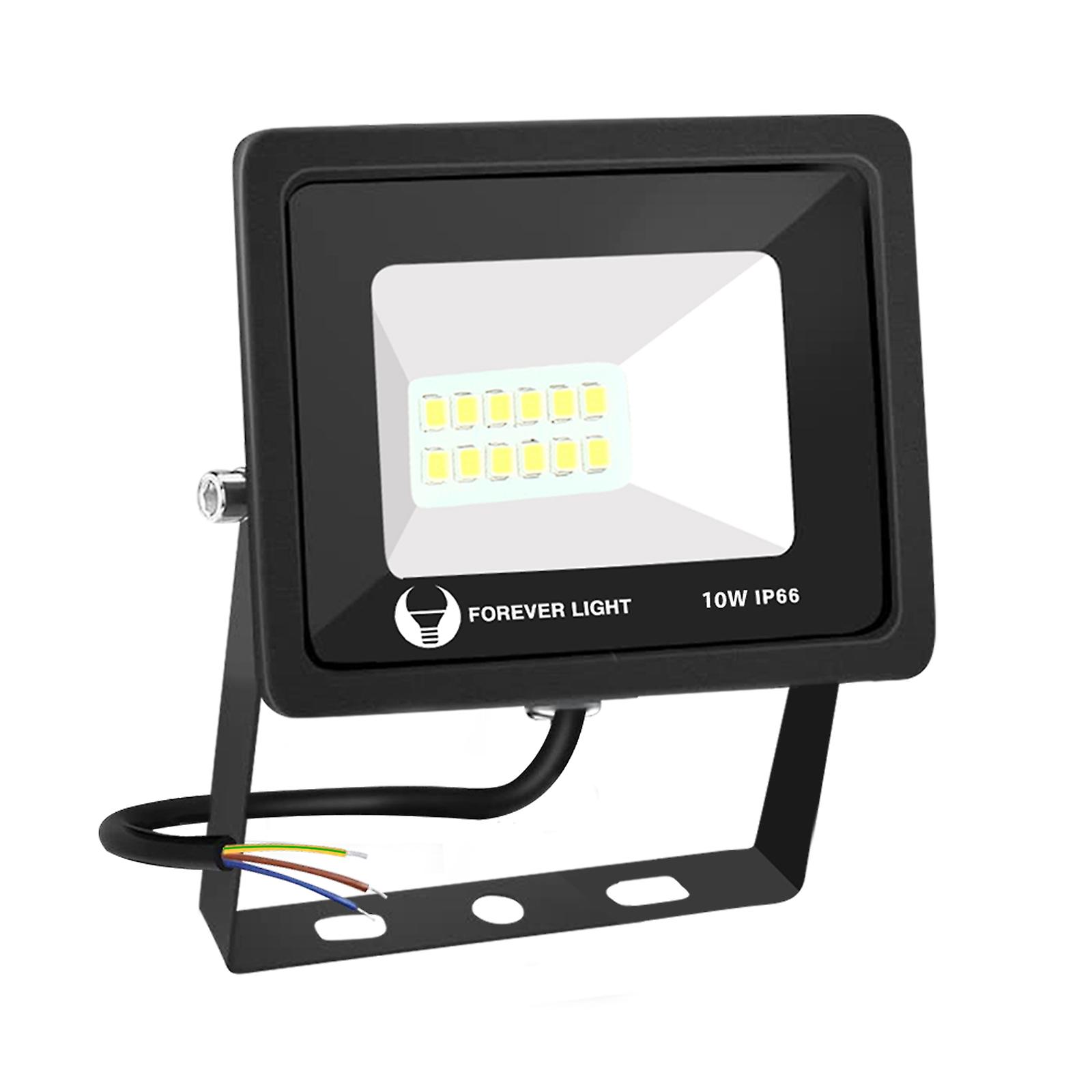 LED Floodlight 10W with White Light 4500K IP66 Waterproof Black