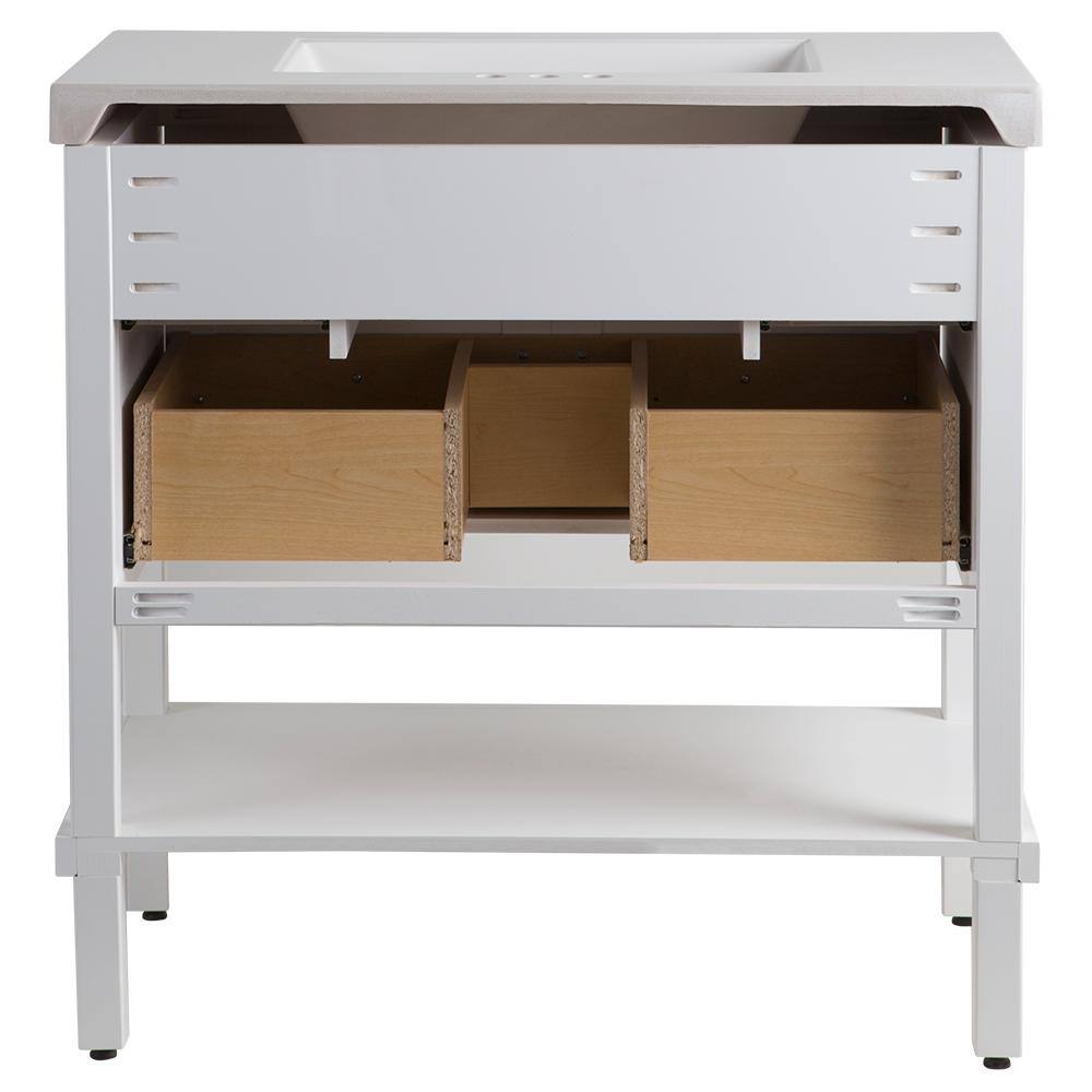 Glacier Bay Ashland 36.7 in. W x 19.1 in. D x 36.8 in. H Freestanding Bath Vanity in White with White Cultured Marble Top ALIIP2-WH