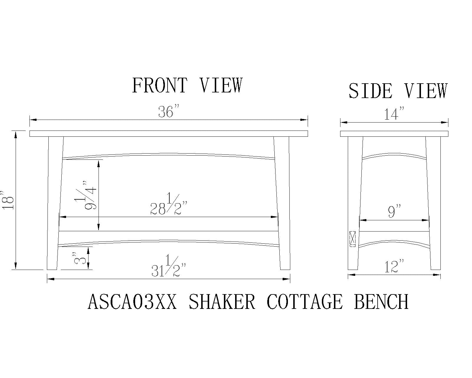 Alaterre Shaker Cottage Bench/Coat Hooks with Tray， Black