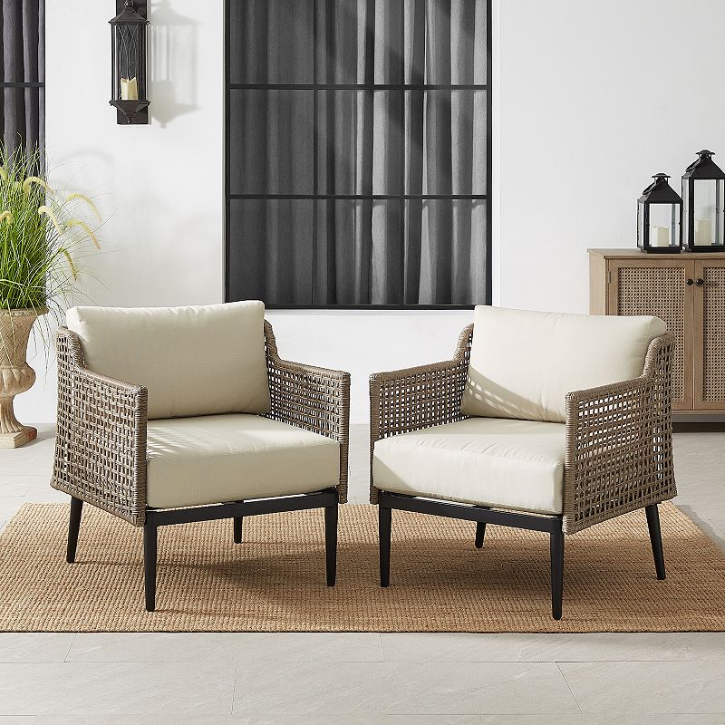 Crosley Southwick Outdoor Wicker Arm Chair 2-Piece Set