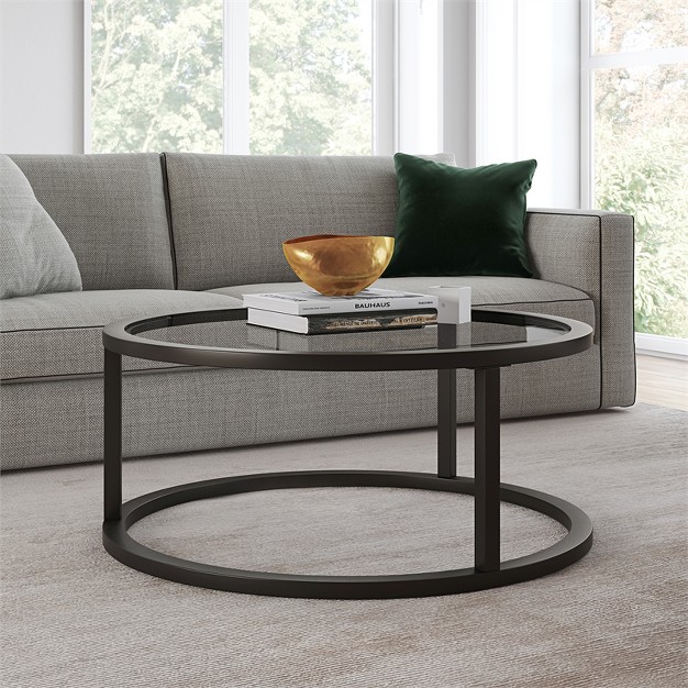 Metal Round Pedastal Coffee Table In Brown Henn amp hart