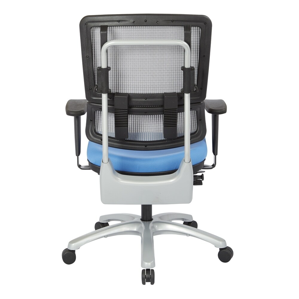 Upholstered Vertical Grey Mesh Chair with Silver Base