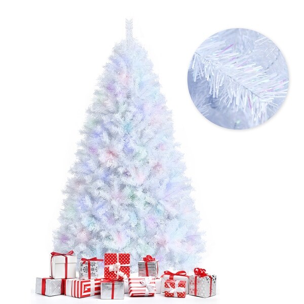 White Artificial Unlit Christmas Tree with Iridescent Branch Tips