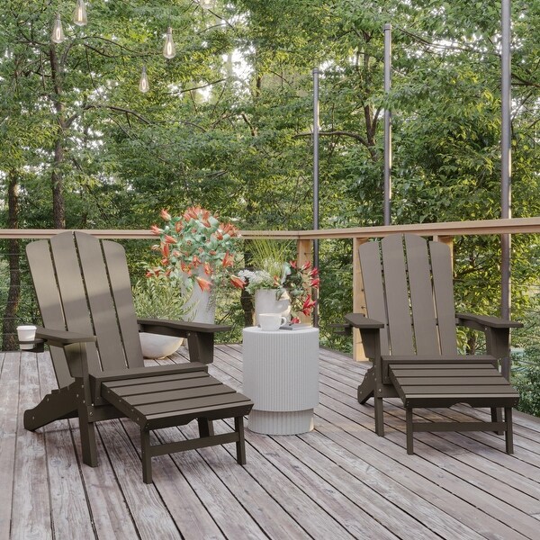 Commercial AllWeather Adirondack Chair with Pullout Ottoman and Cupholder