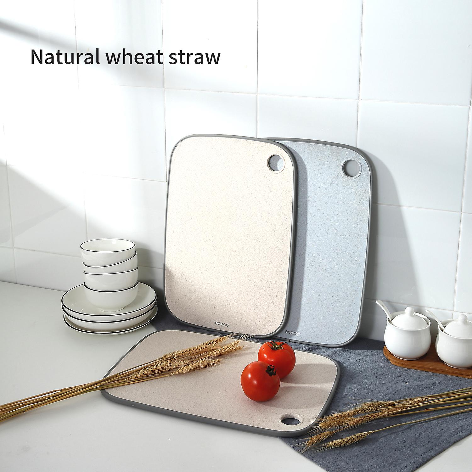 Beige Large Ecoco Kitchen Pp Plastic Cutting Board Reversible Cutting Board Chopping Board Wheat Straw Cutting Mat Double Cutting Anti-slip Surface Wi