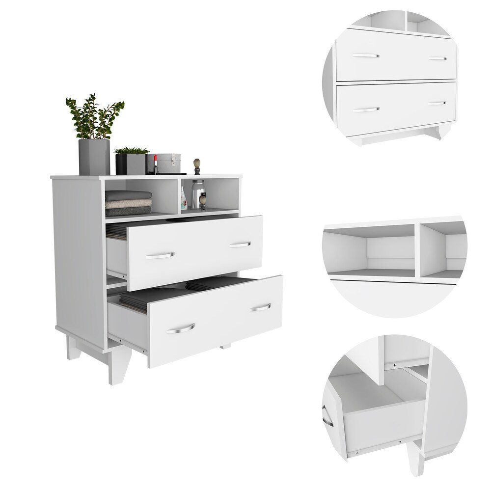 Aaron 2 Drawer 2 Shelf Dresser White